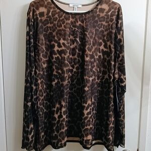 Leopard Print Mesh Top